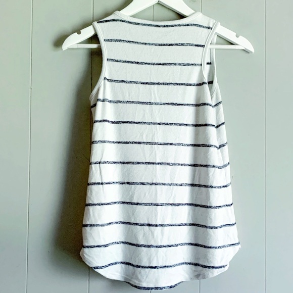 BANANA REPUBLIC Mariniere Striped Soft Curved Hem Sleeveless Top Tank XS - Picture 2 of 3